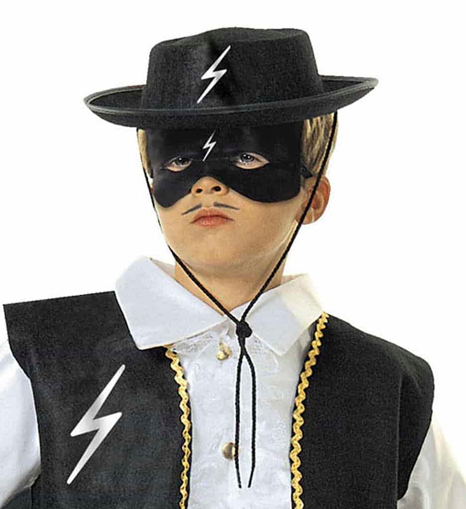 Zorro,Vengeur masqué 3 pièces Set de Justicier Enfant Chapeau+loup+fleuret 