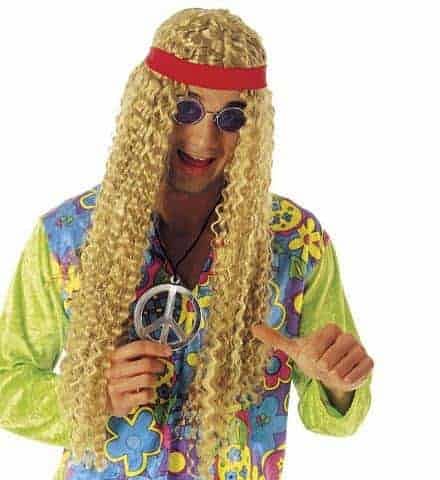 Homme accessoire robe fantaisie Hippy Perruque Afro kit avec tête écharpe et collier 