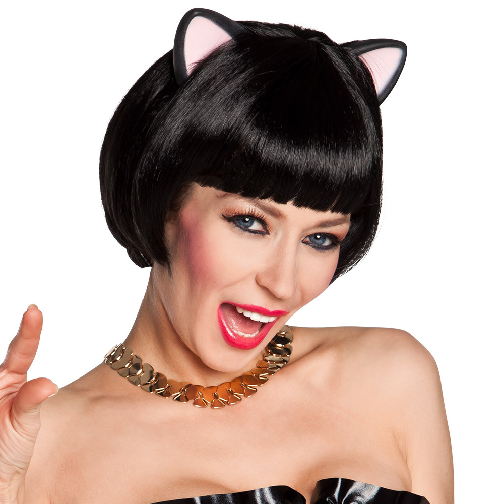 Perruque Cathy Noire Oreilles De Chat Ced Perruque Cathy Noire Oreilles De Chat Ced
